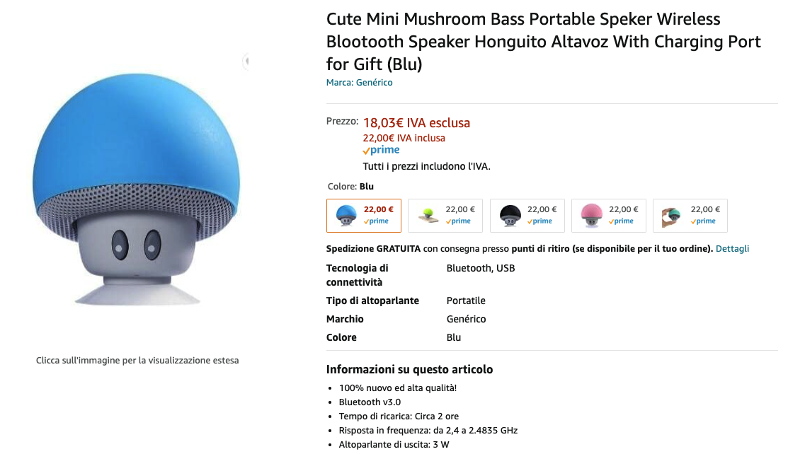 Su Amazon Cute Mini Mushroom Bass Portable Speaker