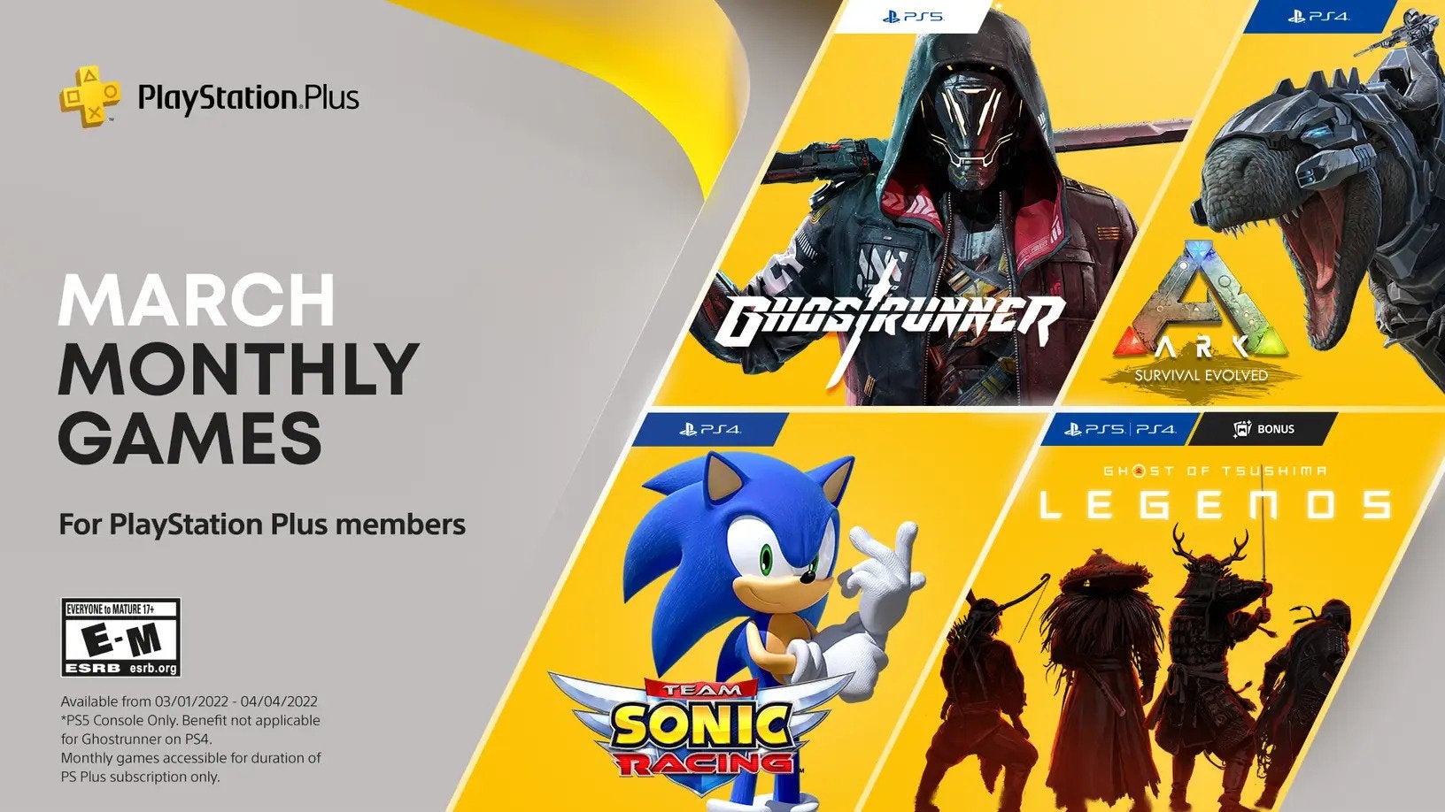 PlayStation Plus: tutti i giochi gratis di marzo 2022